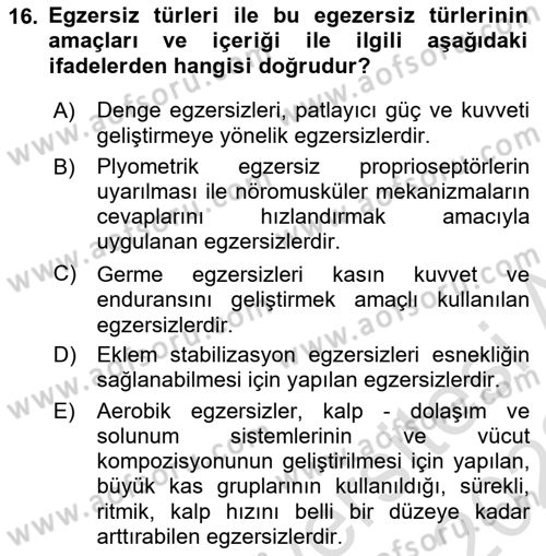 Temel Bakım ve Rehabilitasyon 2 Dersi Ara Sınavı Deneme Sınav Soruları 16. Soru