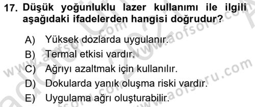 Temel Bakım ve Rehabilitasyon 2 Dersi Ara Sınavı Deneme Sınav Soruları 17. Soru