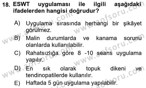 Temel Bakım ve Rehabilitasyon 2 Dersi Ara Sınavı Deneme Sınav Soruları 18. Soru