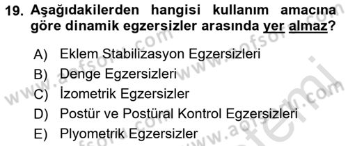 Temel Bakım ve Rehabilitasyon 2 Dersi Ara Sınavı Deneme Sınav Soruları 19. Soru