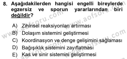 Temel Bakım ve Rehabilitasyon 2 Dersi 2021 - 2022 Yılı (Vize) Ara Sınav Soruları 8. Soru