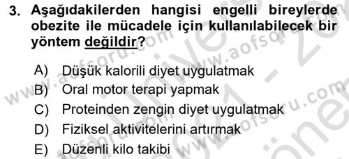 Temel Bakım ve Rehabilitasyon 2 Dersi 2021 - 2022 Yılı (Final) Dönem Sonu Sınav Soruları 3. Soru