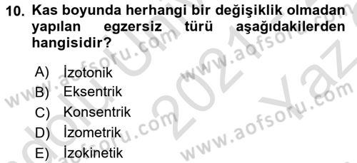 Temel Bakım ve Rehabilitasyon 2 Dersi 2021 - 2022 Yılı Yaz Okulu Sınav Soruları 10. Soru