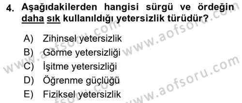 Temel Bakım ve Rehabilitasyon 2 Dersi 2021 - 2022 Yılı Yaz Okulu Sınav Soruları 4. Soru