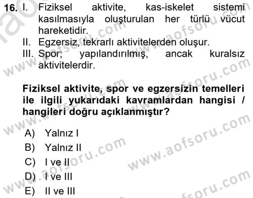 Temel Bakım ve Rehabilitasyon 2 Dersi Ara Sınavı Deneme Sınav Soruları 16. Soru