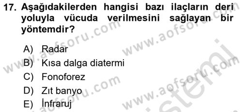Temel Bakım ve Rehabilitasyon 2 Dersi Ara Sınavı Deneme Sınav Soruları 17. Soru