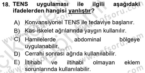 Temel Bakım ve Rehabilitasyon 2 Dersi Ara Sınavı Deneme Sınav Soruları 18. Soru