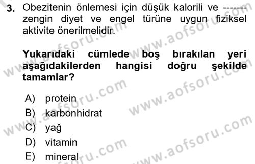 Temel Bakım ve Rehabilitasyon 2 Dersi Ara Sınavı Deneme Sınav Soruları 3. Soru