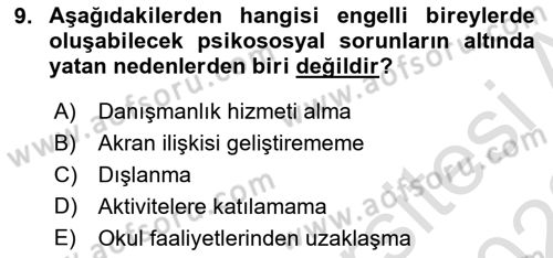 Temel Bakım ve Rehabilitasyon 2 Dersi Ara Sınavı Deneme Sınav Soruları 9. Soru