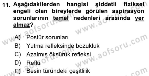 Temel Bakım ve Rehabilitasyon 2 Dersi 2022 - 2023 Yılı (Final) Dönem Sonu Sınav Soruları 11. Soru