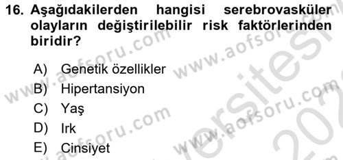 Temel Bakım ve Rehabilitasyon 2 Dersi 2022 - 2023 Yılı (Final) Dönem Sonu Sınav Soruları 16. Soru