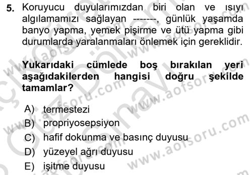 Temel Bakım ve Rehabilitasyon 2 Dersi 2022 - 2023 Yılı (Final) Dönem Sonu Sınav Soruları 5. Soru