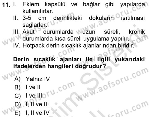 Temel Bakım ve Rehabilitasyon 2 Dersi 2022 - 2023 Yılı Yaz Okulu Sınav Soruları 11. Soru