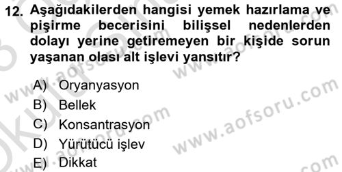 Temel Bakım ve Rehabilitasyon 2 Dersi 2022 - 2023 Yılı Yaz Okulu Sınav Soruları 12. Soru