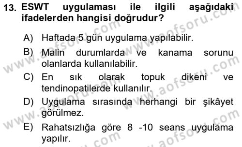 Temel Bakım ve Rehabilitasyon 2 Dersi 2022 - 2023 Yılı Yaz Okulu Sınav Soruları 13. Soru