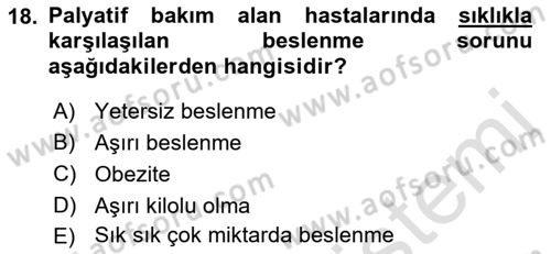 Temel Bakım ve Rehabilitasyon 2 Dersi 2022 - 2023 Yılı Yaz Okulu Sınav Soruları 18. Soru