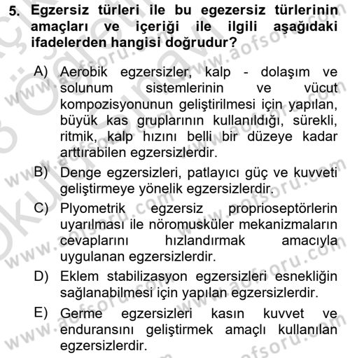 Temel Bakım ve Rehabilitasyon 2 Dersi 2022 - 2023 Yılı Yaz Okulu Sınav Soruları 5. Soru