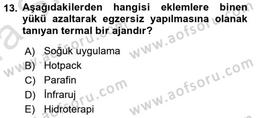 Temel Bakım ve Rehabilitasyon 2 Dersi Ara Sınavı Deneme Sınav Soruları 13. Soru