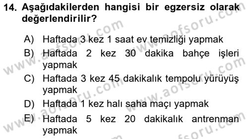 Temel Bakım ve Rehabilitasyon 2 Dersi Ara Sınavı Deneme Sınav Soruları 14. Soru