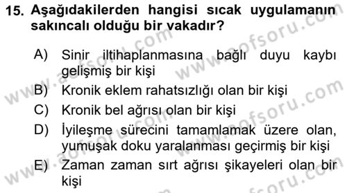 Temel Bakım ve Rehabilitasyon 2 Dersi Ara Sınavı Deneme Sınav Soruları 15. Soru