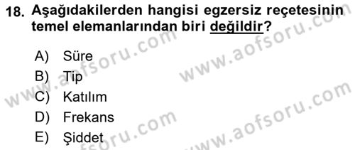Temel Bakım ve Rehabilitasyon 2 Dersi Ara Sınavı Deneme Sınav Soruları 18. Soru