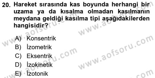 Temel Bakım ve Rehabilitasyon 2 Dersi Ara Sınavı Deneme Sınav Soruları 20. Soru