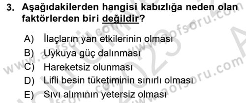 Temel Bakım ve Rehabilitasyon 2 Dersi Ara Sınavı Deneme Sınav Soruları 3. Soru
