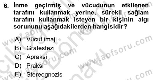 Temel Bakım ve Rehabilitasyon 2 Dersi 2023 - 2024 Yılı (Final) Dönem Sonu Sınav Soruları 6. Soru