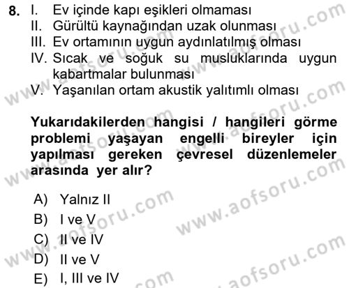 Temel Bakım ve Rehabilitasyon 2 Dersi 2023 - 2024 Yılı (Final) Dönem Sonu Sınav Soruları 8. Soru