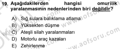 Temel Bakım ve Rehabilitasyon 2 Dersi 2023 - 2024 Yılı Yaz Okulu Sınav Soruları 19. Soru