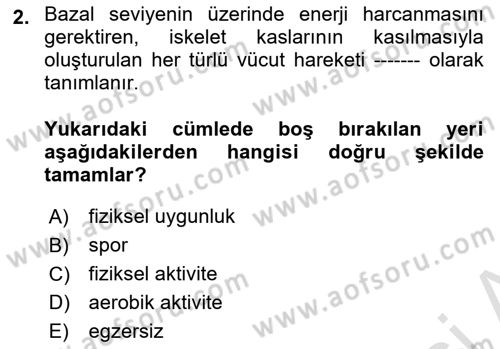 Temel Bakım ve Rehabilitasyon 2 Dersi 2023 - 2024 Yılı Yaz Okulu Sınav Soruları 2. Soru