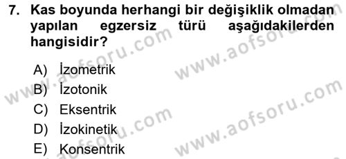 Temel Bakım ve Rehabilitasyon 2 Dersi 2023 - 2024 Yılı Yaz Okulu Sınav Soruları 7. Soru
