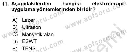 Temel Bakım ve Rehabilitasyon 2 Dersi Ara Sınavı Deneme Sınav Soruları 11. Soru