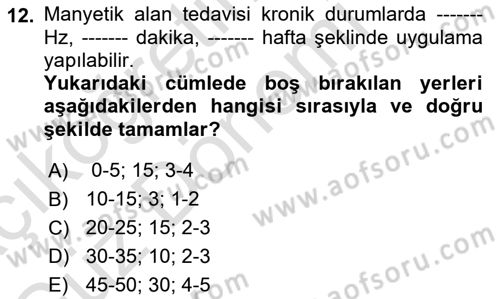 Temel Bakım ve Rehabilitasyon 2 Dersi Ara Sınavı Deneme Sınav Soruları 12. Soru