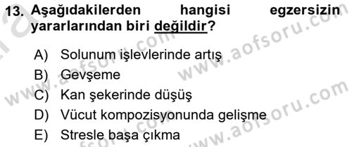 Temel Bakım ve Rehabilitasyon 2 Dersi Ara Sınavı Deneme Sınav Soruları 13. Soru