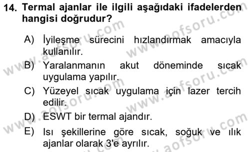 Temel Bakım ve Rehabilitasyon 2 Dersi Ara Sınavı Deneme Sınav Soruları 14. Soru
