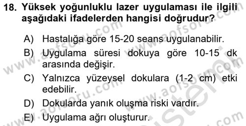 Temel Bakım ve Rehabilitasyon 2 Dersi Ara Sınavı Deneme Sınav Soruları 18. Soru