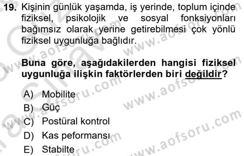 Temel Bakım ve Rehabilitasyon 2 Dersi 2024 - 2025 Yılı (Vize) Ara Sınav Soruları 19. Soru