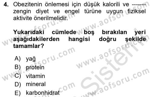 Temel Bakım ve Rehabilitasyon 2 Dersi Ara Sınavı Deneme Sınav Soruları 4. Soru
