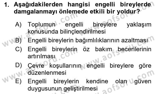 Temel Bakım ve Rehabilitasyon 2 Dersi 2024 - 2025 Yılı (Final) Dönem Sonu Sınav Soruları 1. Soru