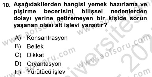 Temel Bakım ve Rehabilitasyon 2 Dersi 2024 - 2025 Yılı (Final) Dönem Sonu Sınav Soruları 10. Soru
