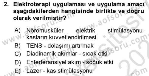Temel Bakım ve Rehabilitasyon 2 Dersi 2024 - 2025 Yılı (Final) Dönem Sonu Sınav Soruları 2. Soru