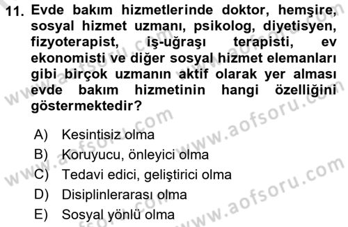 Engelli Mevzuatı ve Meslek Etiği Dersi 2018 - 2019 Yılı 3 Ders Sınav Soruları 11. Soru