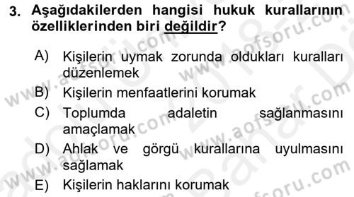 Engelli Mevzuatı ve Meslek Etiği Dersi 2018 - 2019 Yılı (Vize) Ara Sınav Soruları 3. Soru