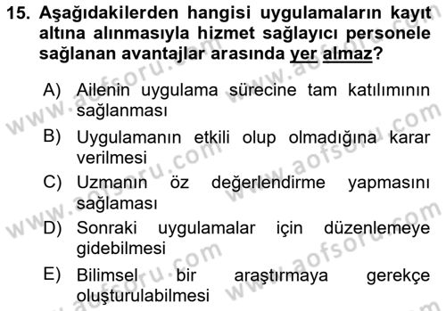 Engelli Mevzuatı ve Meslek Etiği Dersi 2018 - 2019 Yılı (Final) Dönem Sonu Sınav Soruları 15. Soru