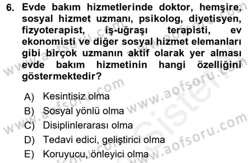 Engelli Mevzuatı ve Meslek Etiği Dersi 2018 - 2019 Yılı (Final) Dönem Sonu Sınav Soruları 6. Soru
