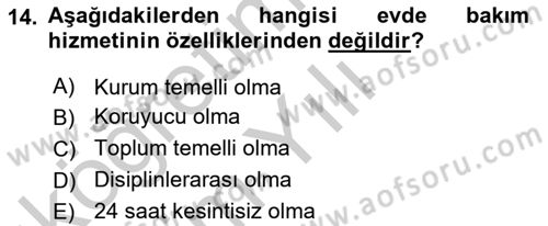 Engelli Mevzuatı ve Meslek Etiği Dersi 2018 - 2019 Yılı Yaz Okulu Sınav Soruları 14. Soru