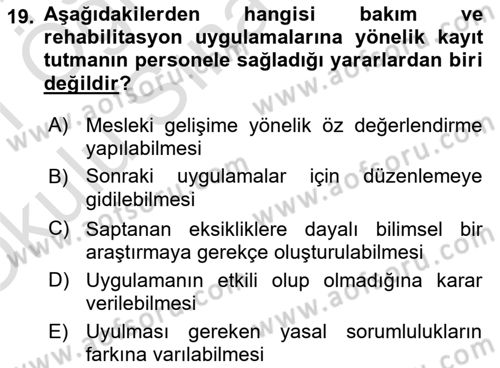 Engelli Mevzuatı ve Meslek Etiği Dersi 2020 - 2021 Yılı Yaz Okulu Sınav Soruları 19. Soru