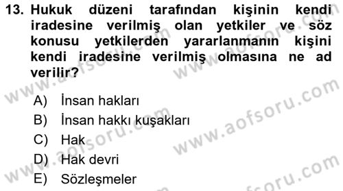 Engelli Mevzuatı ve Meslek Etiği Dersi 2021 - 2022 Yılı (Vize) Ara Sınav Soruları 13. Soru