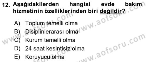 Engelli Mevzuatı ve Meslek Etiği Dersi 2021 - 2022 Yılı (Final) Dönem Sonu Sınav Soruları 12. Soru